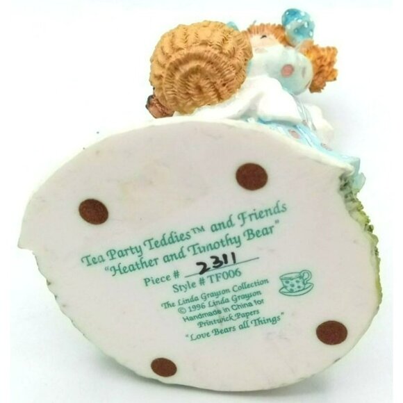 Tea Party Teddies Heather And Timothy Bear Figurine Linda Grayson 1996 4.5 Inch - Picture 13 of 15
